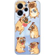 Прозорий чохол BoxFace OPPO Reno 15 F с 3D-глазками Pug