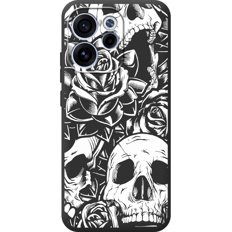 Чорний чохол BoxFace OPPO Reno 15 F Skull and Roses
