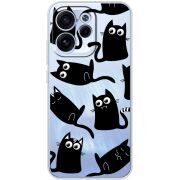 Прозорий чохол BoxFace OPPO Reno 15 FS с 3D-глазками Black Kitty