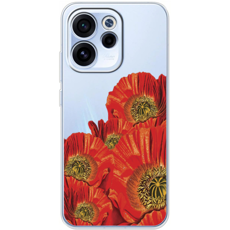 Прозорий чохол BoxFace OPPO Reno 15 FS Red Poppies