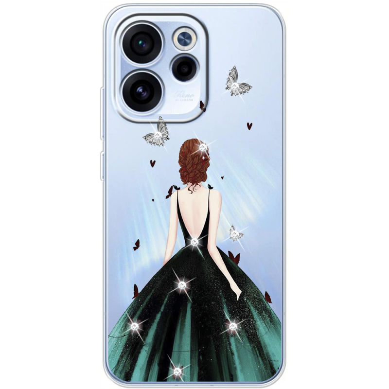 Чохол зі стразами OPPO Reno 15 FS Girl in the green dress