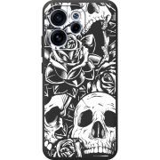 Чорний чохол BoxFace OPPO Reno 15 FS Skull and Roses