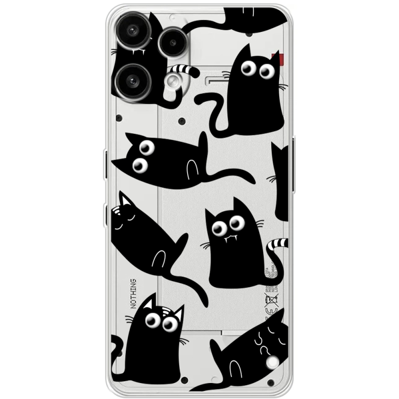 Прозорий чохол BoxFace Nothing Phone (3a) Lite с 3D-глазками Black Kitty