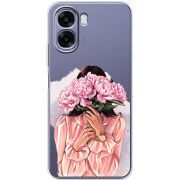 Прозорий чохол BoxFace OPPO A6x Девушка с Пионами