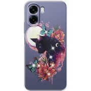 Чохол зі стразами OPPO A6x Cat in Flowers