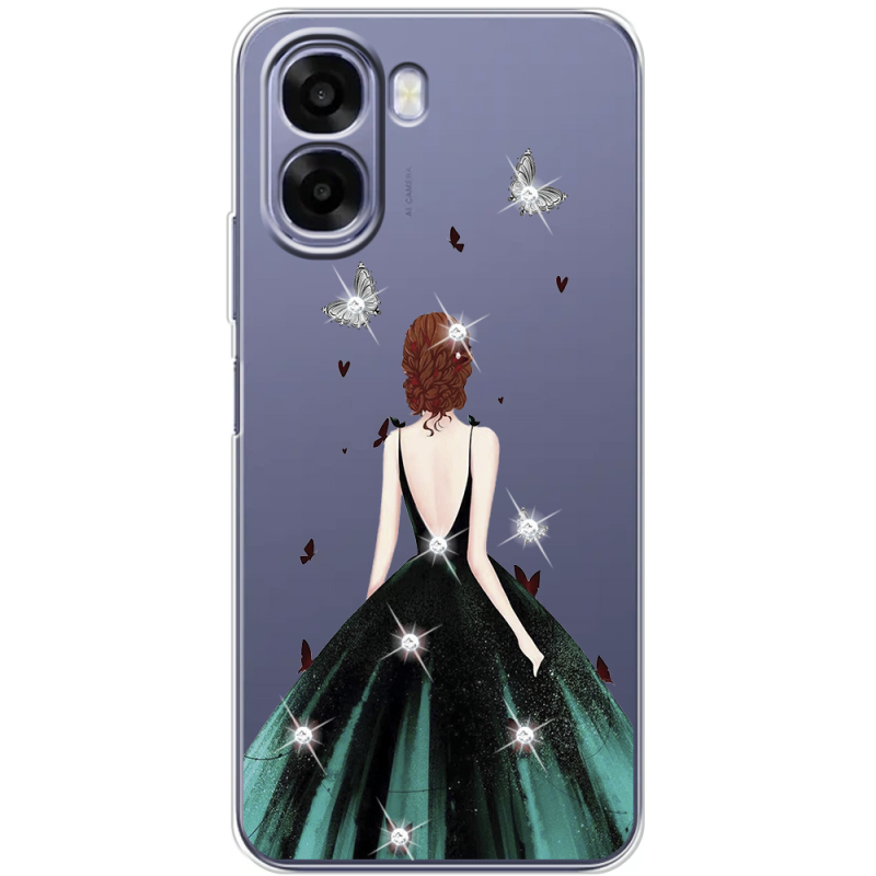 Чохол зі стразами OPPO A6x Girl in the green dress