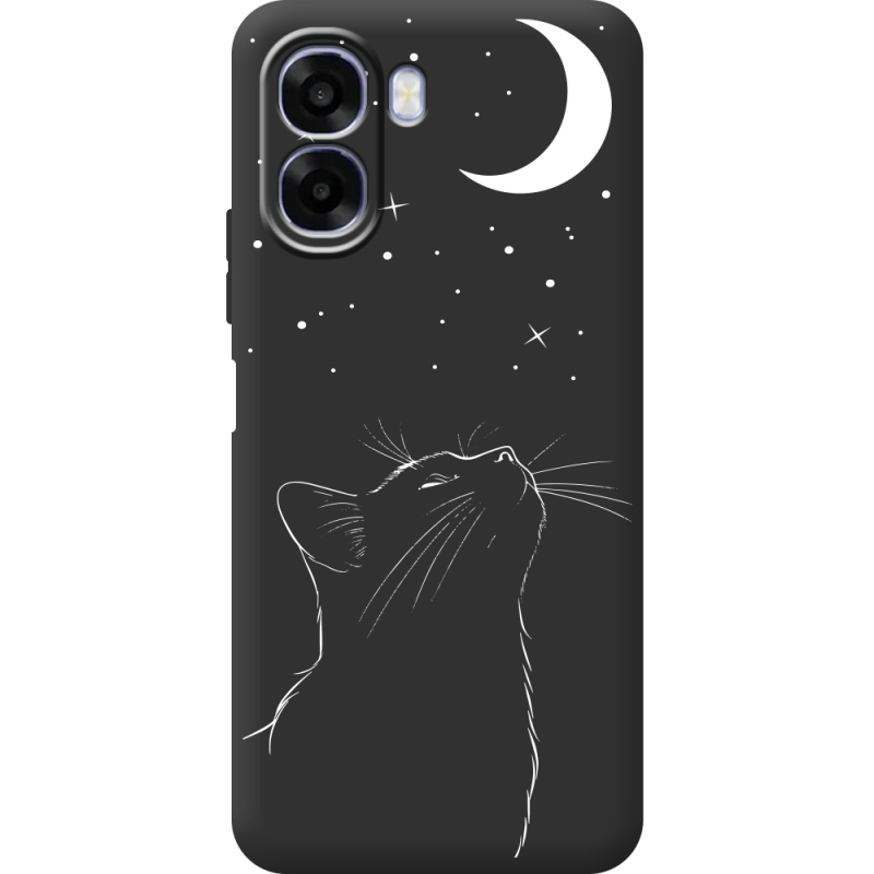 Чорний чохол BoxFace OPPO A6x Місячний кіт