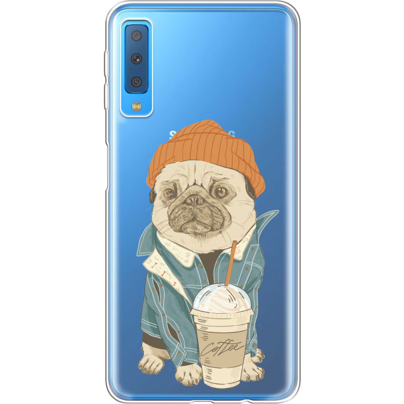Прозрачный чехол Uprint Samsung A750 Galaxy A7 2018 Dog Coffeeman