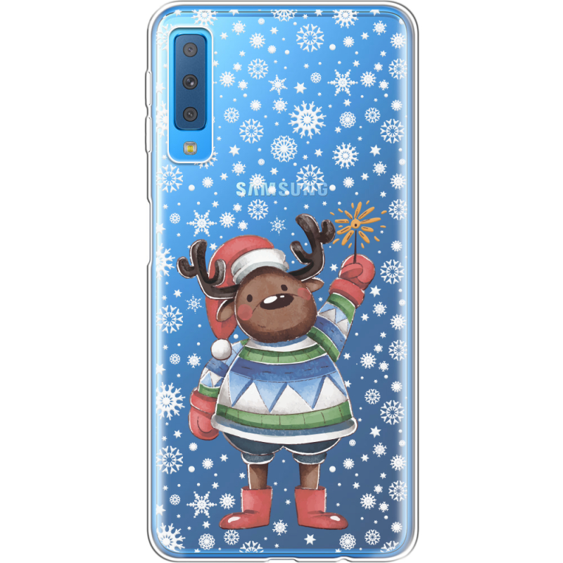 Прозрачный чехол Uprint Samsung A750 Galaxy A7 2018 Christmas Deer with Snow