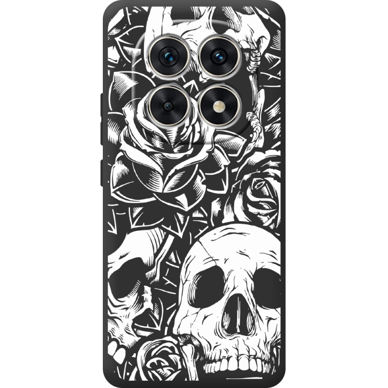 Чорний чохол BoxFace Xiaomi Redmi Note 15 4G Skull and Roses
