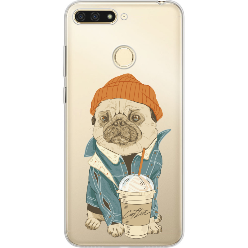 Прозрачный чехол Uprint Honor 7C Dog Coffeeman