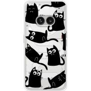 Прозрачный чехол BoxFace Nothing Phone (2a) Plus с 3D-глазками Black Kitty