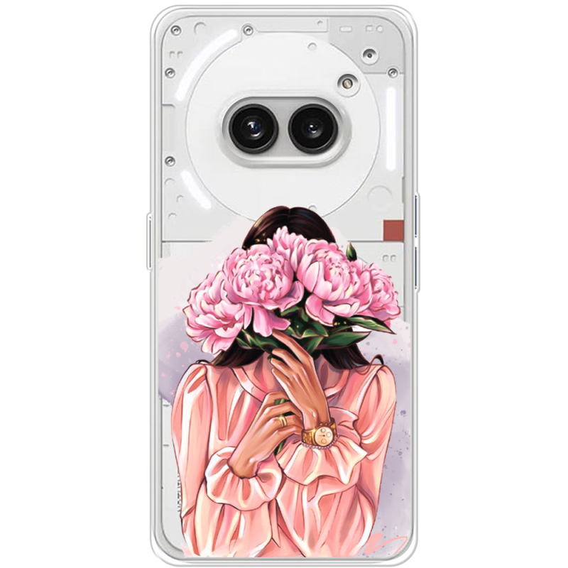 Прозрачный чехол BoxFace Nothing Phone (2a) Plus Девушка с Пионами