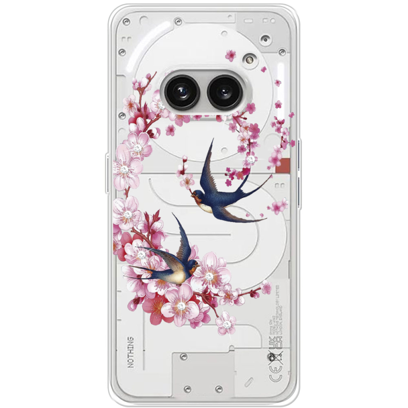 Чехол со стразами Nothing Phone (2a) Plus Swallows and Bloom