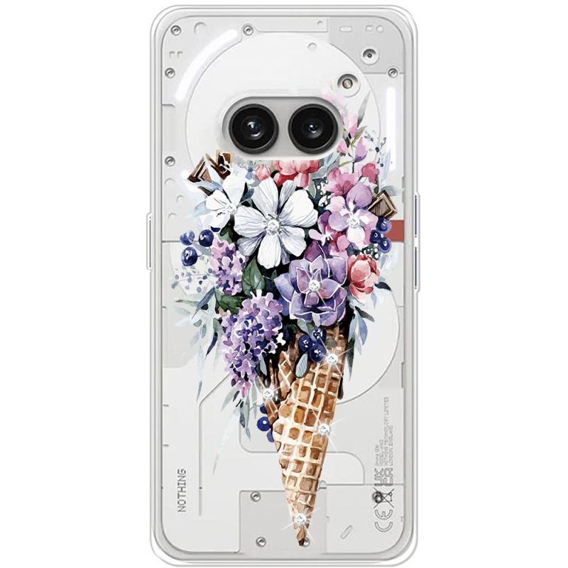 Чехол со стразами Nothing Phone (2a) Plus Ice Cream Flowers