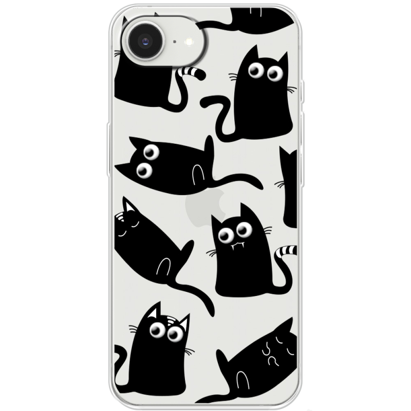 Прозорий чохол BoxFace Apple iPhone 17e с 3D-глазками Black Kitty