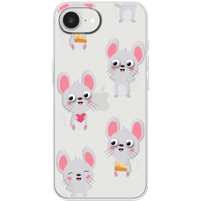Прозорий чохол BoxFace Apple iPhone 17e с 3D-глазками Mouse