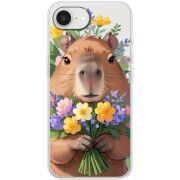 Прозорий чохол BoxFace Apple iPhone 17e Капибара з квітами