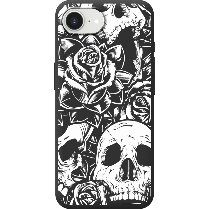 Чорний чохол BoxFace Apple iPhone 17e Skull and Roses
