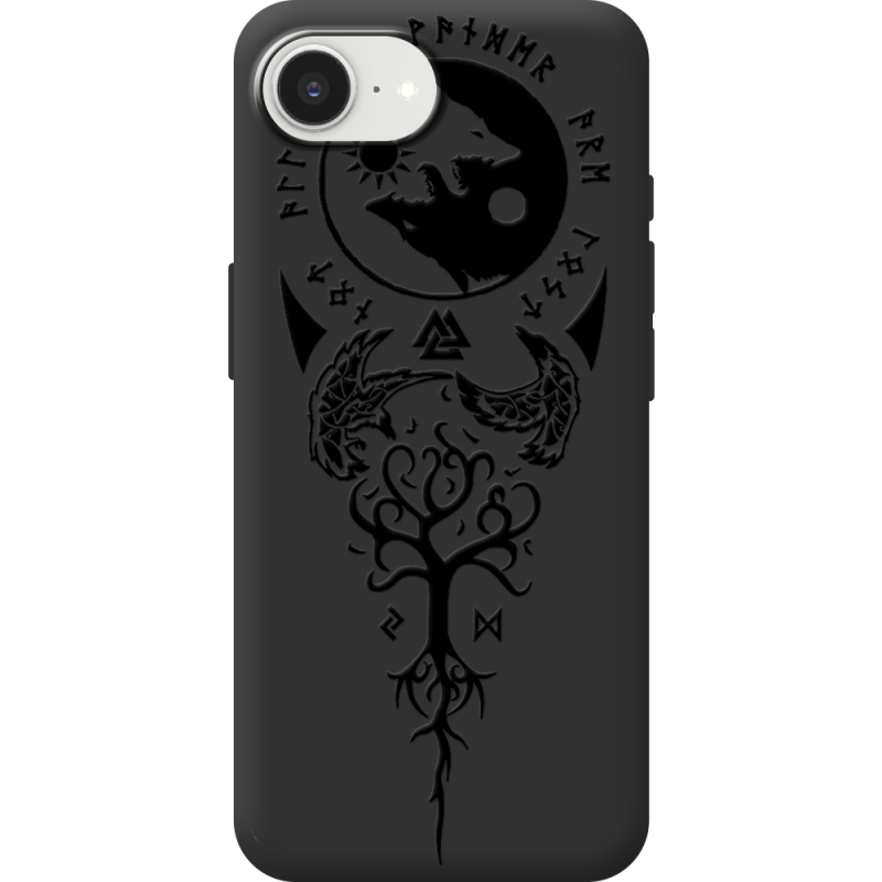 Чорний чохол BoxFace Apple iPhone 17e Hugin and Munin