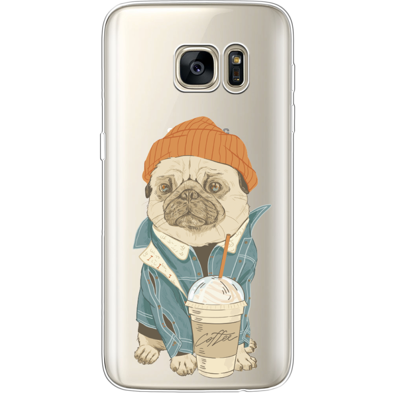 Прозрачный чехол Uprint Samsung G930 Galaxy S7 Dog Coffeeman