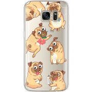 Прозрачный чехол Uprint Samsung G930 Galaxy S7 с 3D-глазками Pug