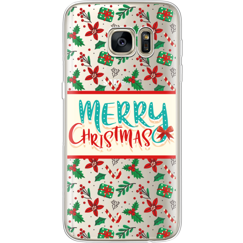 Прозрачный чехол Uprint Samsung G930 Galaxy S7 Vintage Christmas Pattern