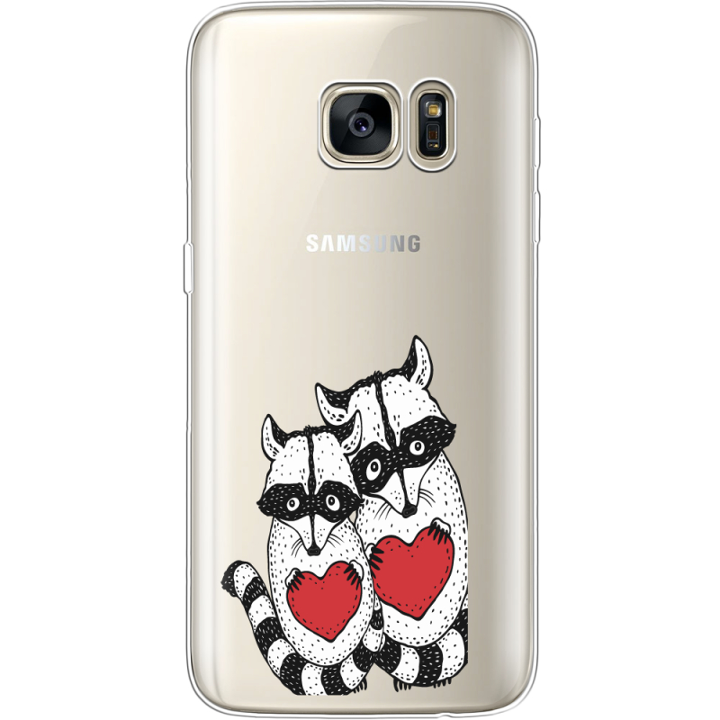 Прозрачный чехол Uprint Samsung G930 Galaxy S7 Raccoons in love