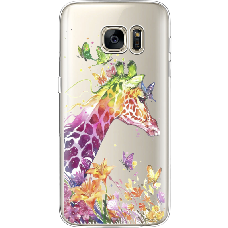 Прозрачный чехол Uprint Samsung G930 Galaxy S7 Colorful Giraffe