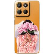 Прозорий чохол BoxFace Motorola G17 Power Девушка с Пионами