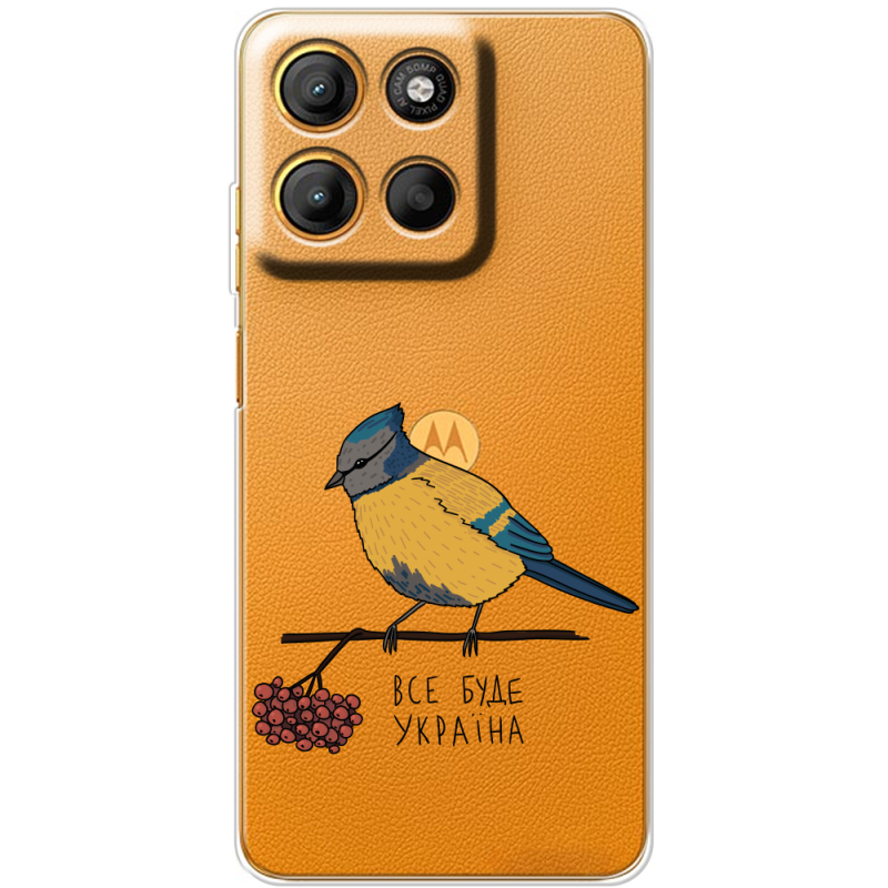 Прозорий чохол BoxFace Motorola G17 Power Синиця і калина