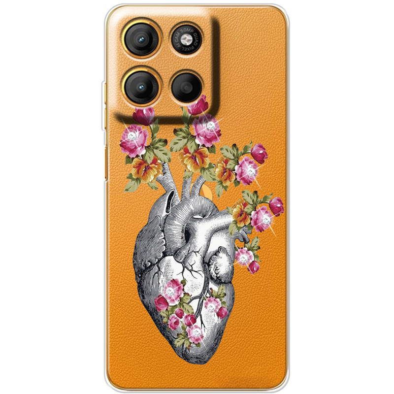 Чохол зі стразами Motorola G17 Power Heart