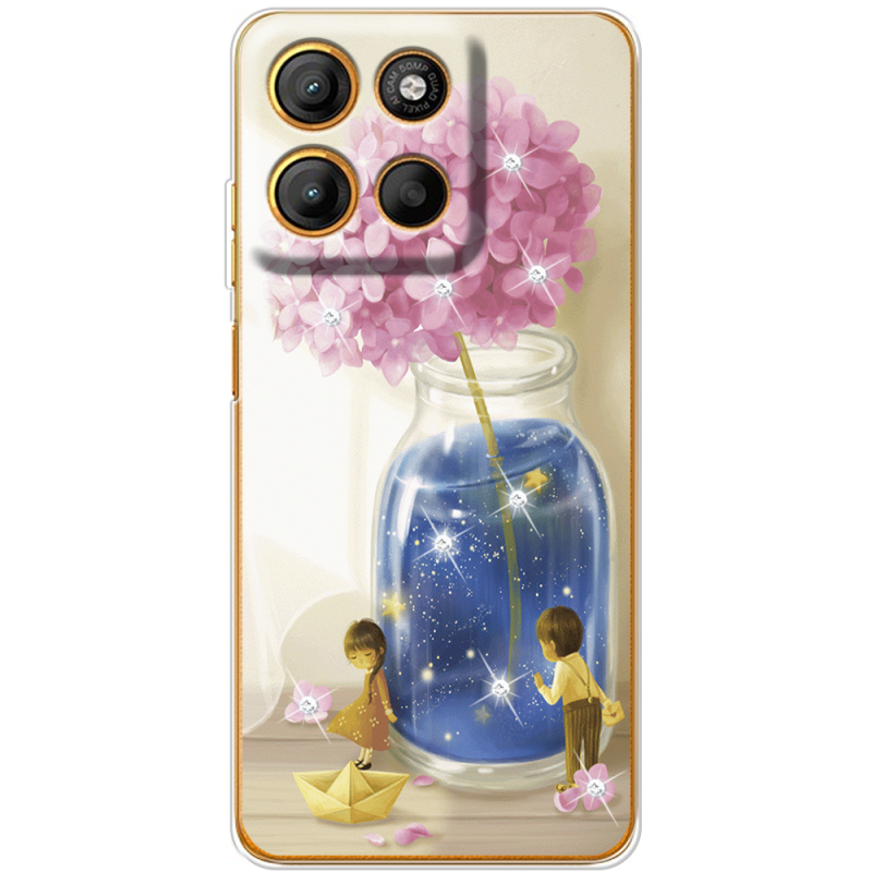 Чохол зі стразами Motorola G17 Power Little Boy and Girl