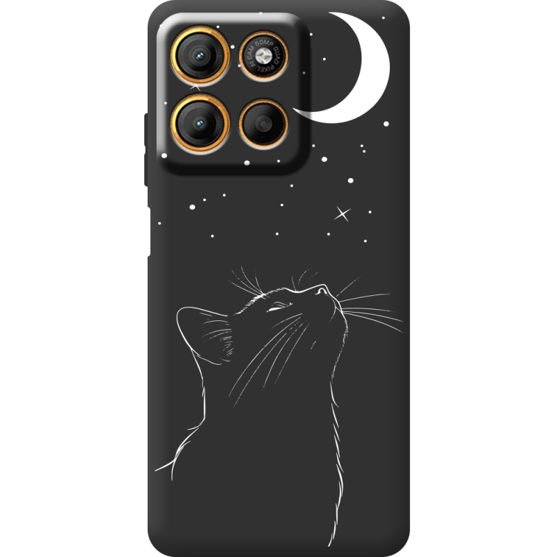 Чорний чохол BoxFace Motorola G17 Power Місячний кіт