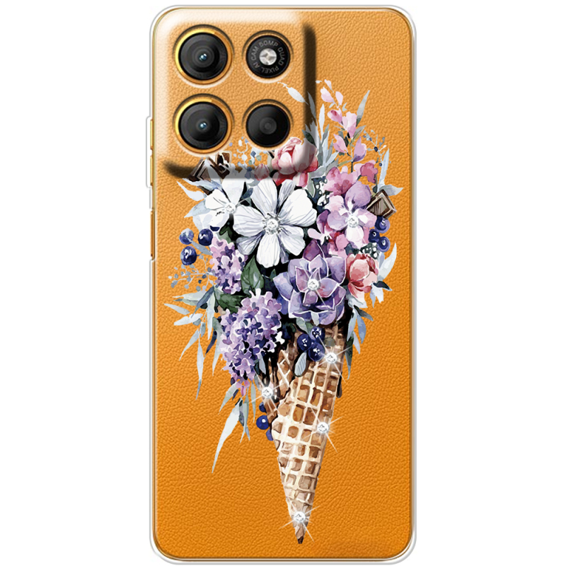 Чохол зі стразами Motorola Edge 60 Neo Ice Cream Flowers