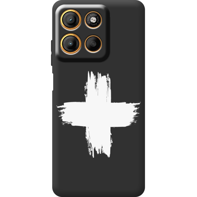 Чорний чохол BoxFace Motorola Edge 60 Neo Білий хрест ЗСУ