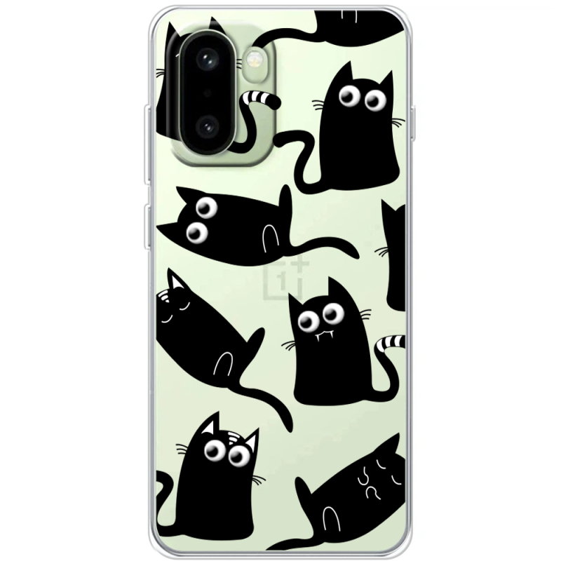 Прозорий чохол BoxFace OnePlus 15R с 3D-глазками Black Kitty
