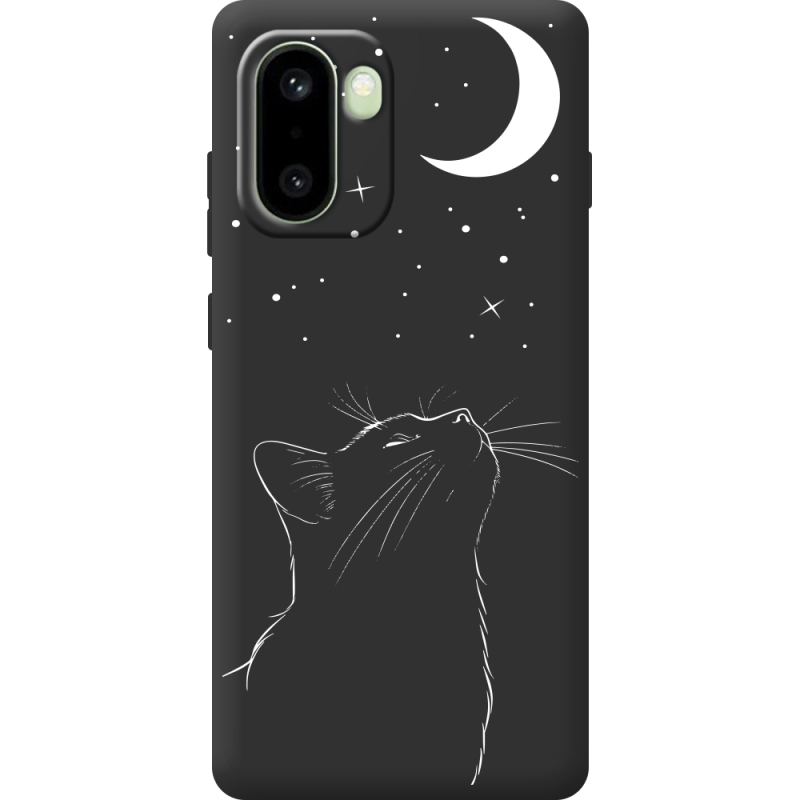 Чорний чохол BoxFace OnePlus 15R Місячний кіт