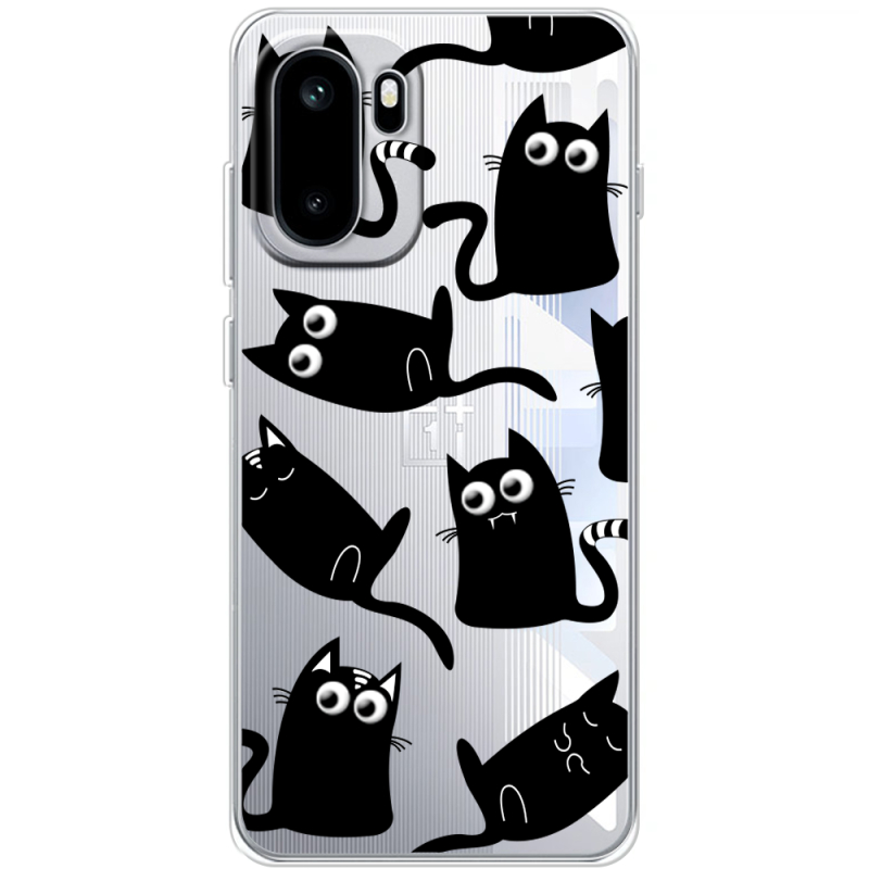 Прозорий чохол BoxFace OnePlus Ace 6 с 3D-глазками Black Kitty