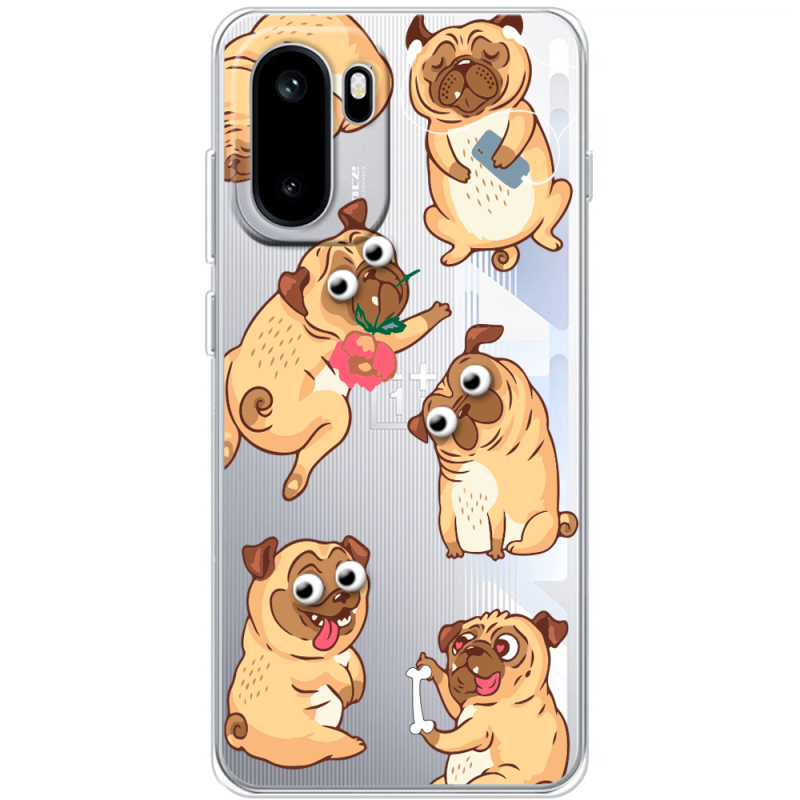 Прозорий чохол BoxFace OnePlus Ace 6 с 3D-глазками Pug