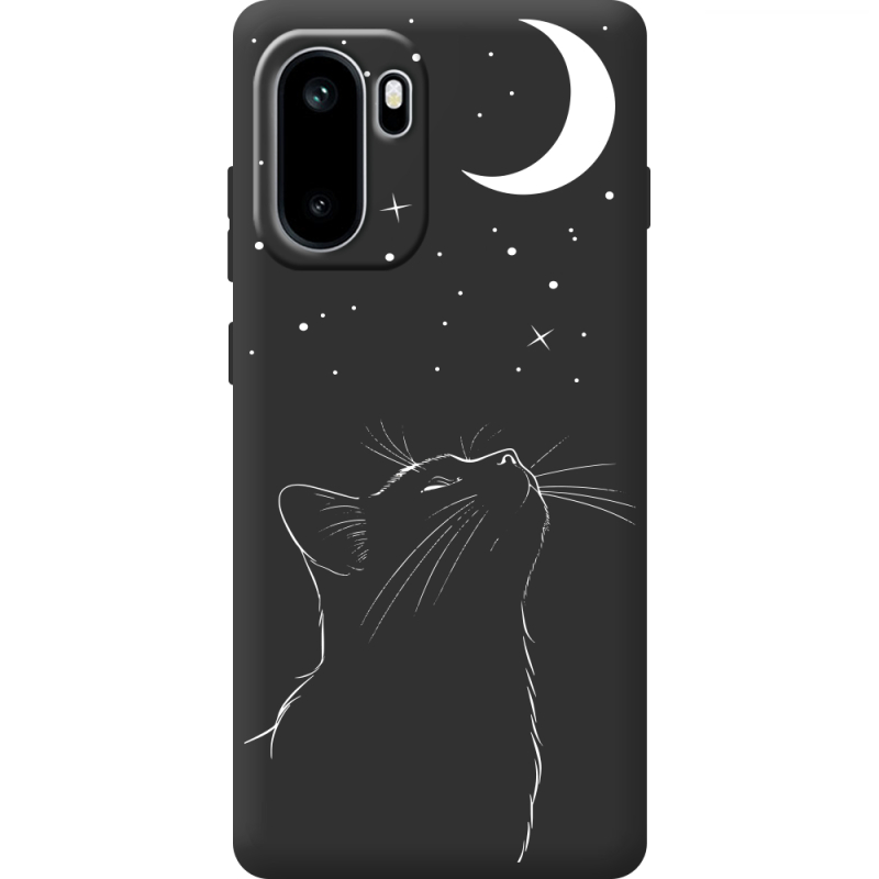 Чорний чохол BoxFace OnePlus Ace 6 Місячний кіт