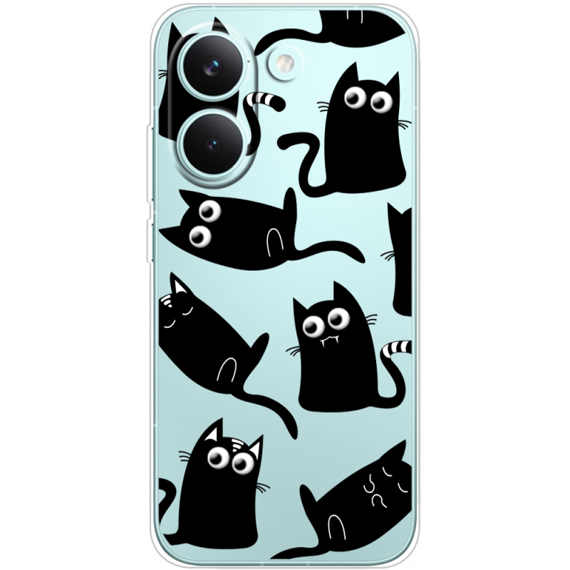 Прозорий чохол BoxFace Poco X8 Pro с 3D-глазками Black Kitty