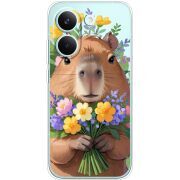 Прозорий чохол BoxFace Poco X8 Pro Капибара з квітами