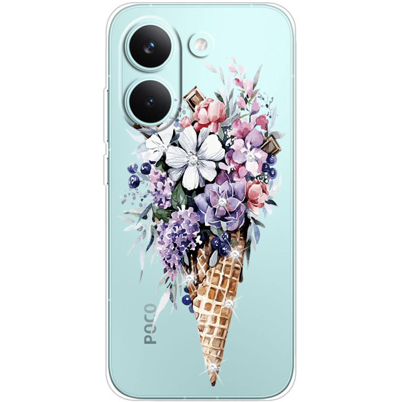 Чохол зі стразами Poco X8 Pro Ice Cream Flowers