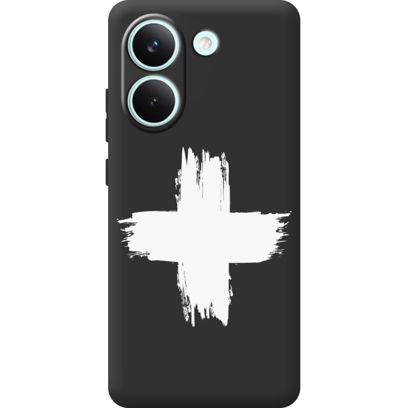 Чорний чохол BoxFace Poco X8 Pro Білий хрест ЗСУ