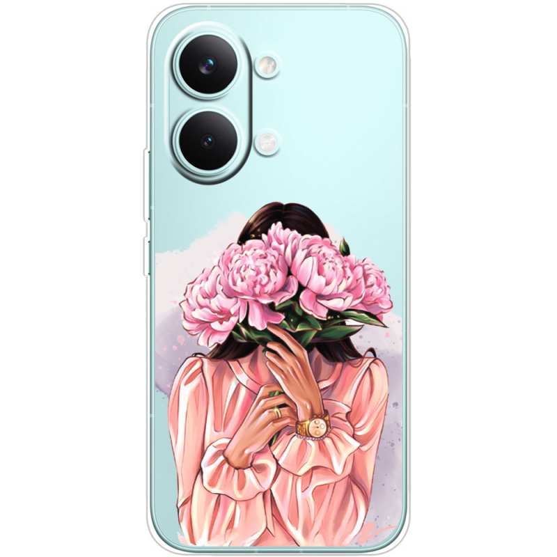 Прозорий чохол BoxFace Poco X8 Pro Max Девушка с Пионами