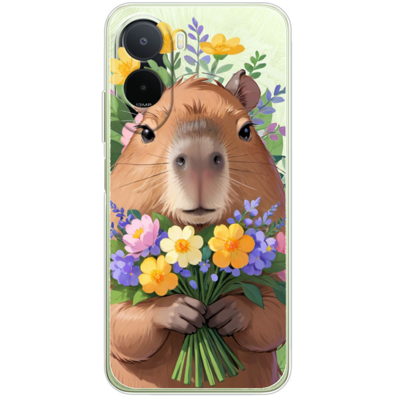 Прозорий чохол BoxFace Xiaomi Redmi A7 Pro Капибара з квітами