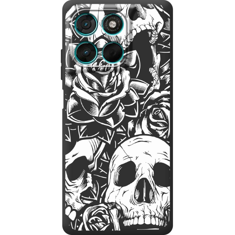 Чорний чохол BoxFace Moto G77 Skull and Roses