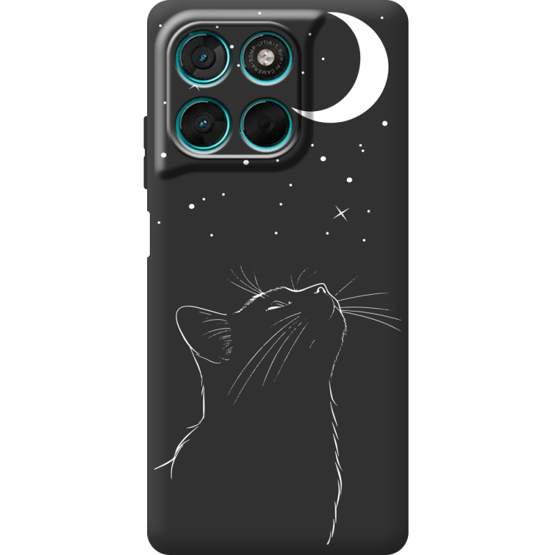 Чорний чохол BoxFace Moto G77 Місячний кіт