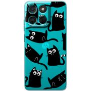 Прозорий чохол BoxFace Moto G77 с 3D-глазками Black Kitty